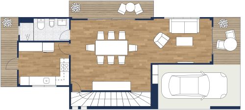 Grundriss mit 5 Schlafzimmern über drei Etagen