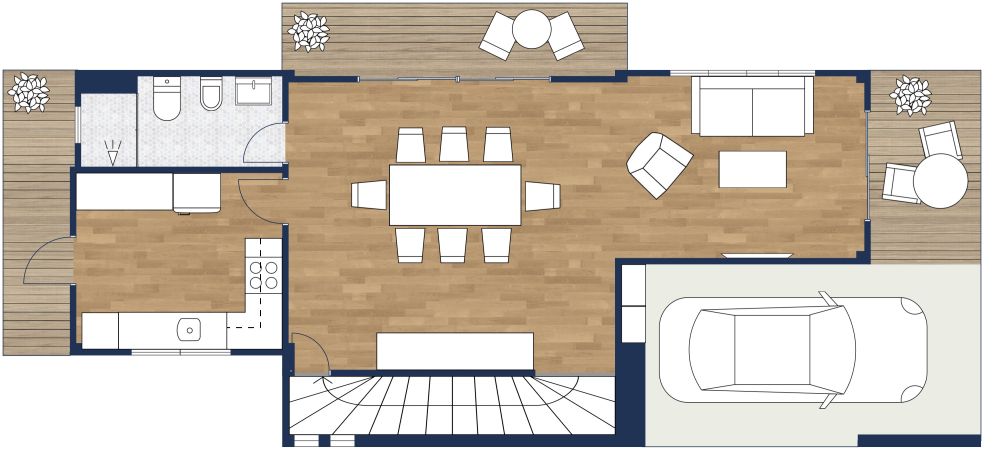 Grundriss mit 5 Schlafzimmern über drei Etagen 2D Grundrisse