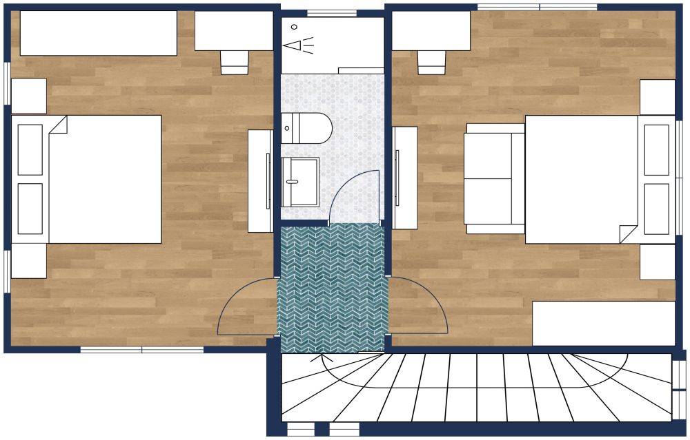 Grundriss mit 5 Schlafzimmern über drei Etagen 2D Grundrisse