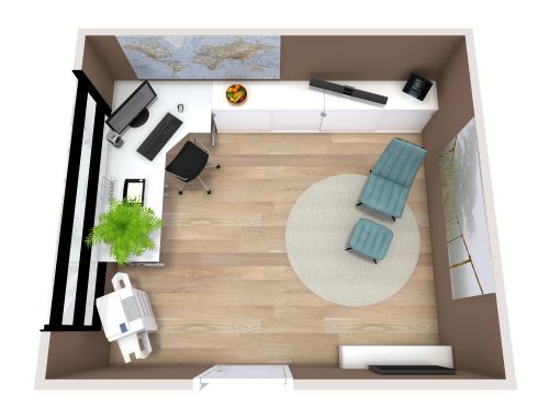 Funktionales Arbeitszimmer mit erdigen Tönen