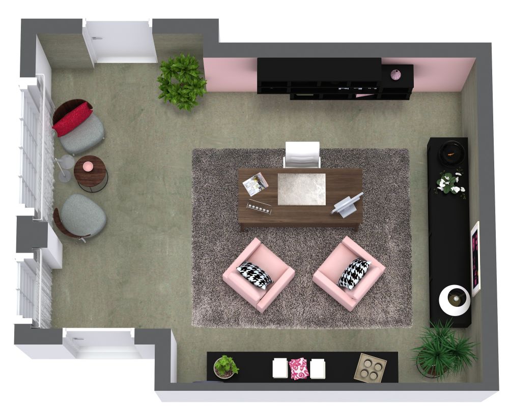 Grundriss für ein feminines Arbeitszimmer