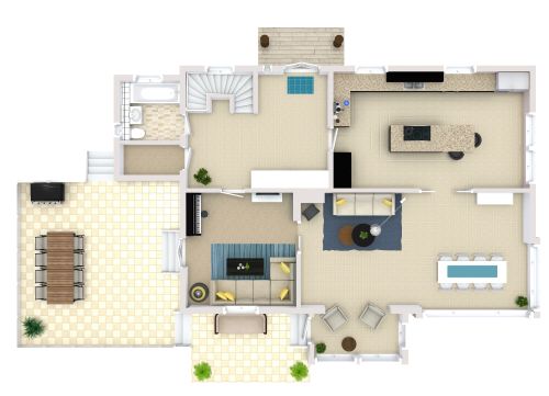 Grundriss für ein 3-stöckiges Haus mit 5 Schlafzimmern und Doppelgarage