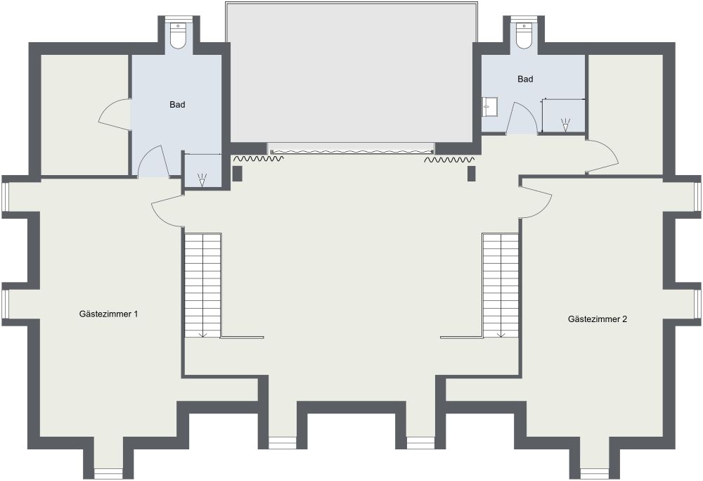 Grundriss für ein 3-stöckiges großes Haus mit 8 Schlafzimmern 2D Grundrisse