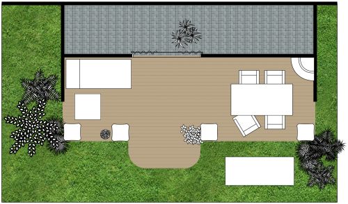 Grundrissidee für ein Hinterhof mit Steinterrasse