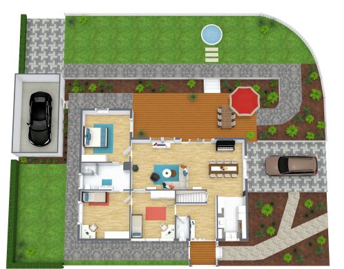 Lageplan mit Parkplätzen und Wegen