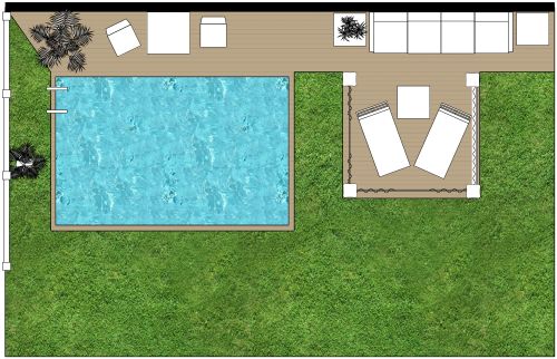 Grundrissidee für eine Außengestaltung mit Pool