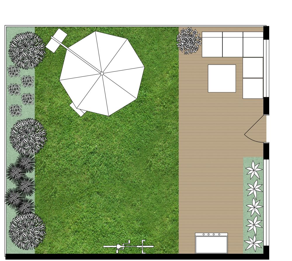 Einfaches Garten-Design 2D Grundrisse
