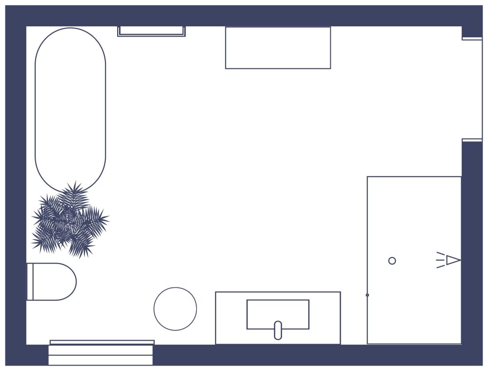 Rechteckiges Hauptbadezimmer im Strandstil 2D Grundrisse