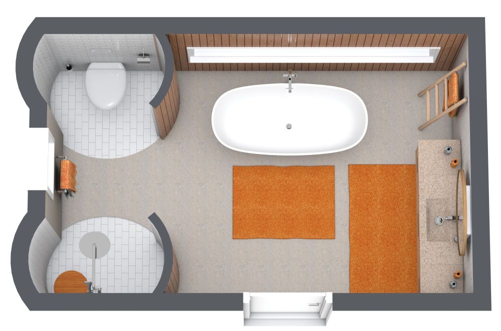 Grundriss für ein Boho-Chic-Badezimmer