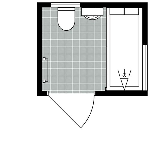 Kleines quadratisches Badezimmer im Handwerksstil
