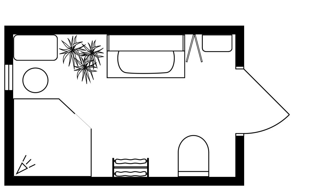 Badezimmer im industriellen Design 2D Grundrisse