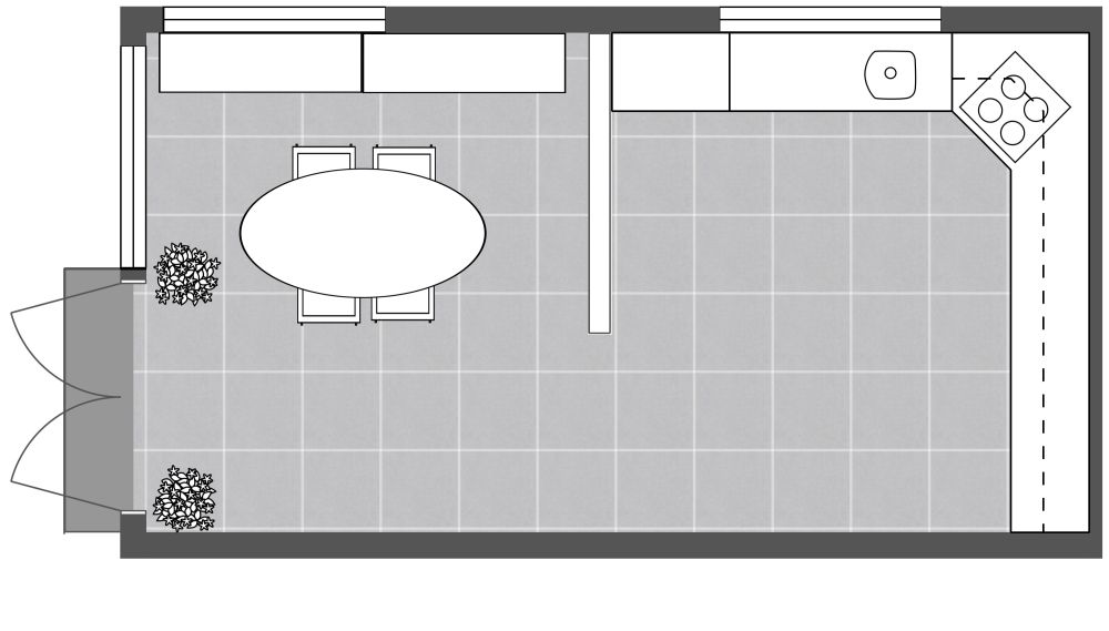 Grundriss für eine L-förmige Küche 2D Grundrisse