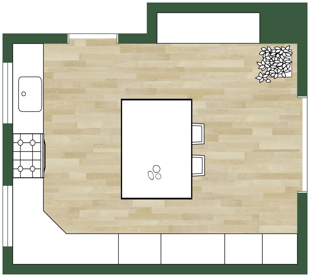 Grundriss für eine elegante Küche 2D Grundrisse