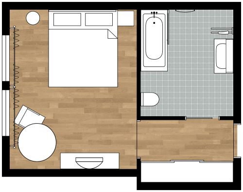 Grundriss für ein Hotelzimmer