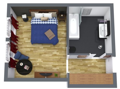 Grundriss für ein Hotelzimmer