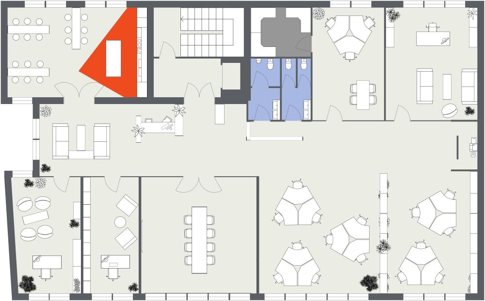Grundriss für ein zeitgenössischer Büro 2D Grundrisse