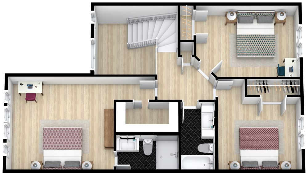 Einfacher Hausplan mit Garage 3D Grundrisse
