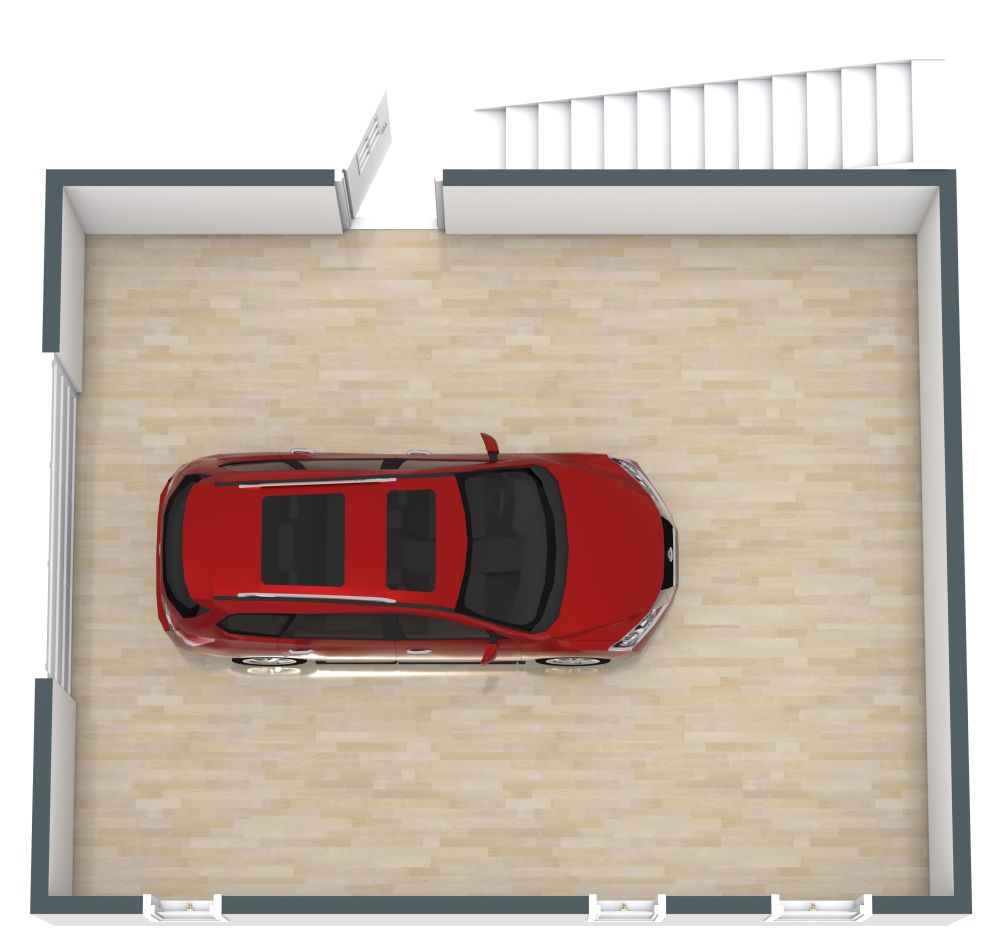 Stilvolle Garagenwohnung mit Wohnküche 3D Grundrisse