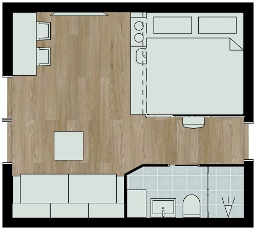 Grundriss für ein Studio-Apartment