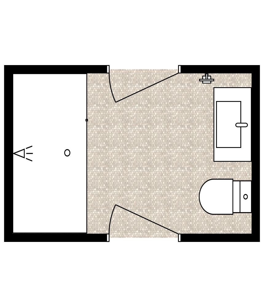 Badezimmer mit zwei Türen 2D Grundrisse