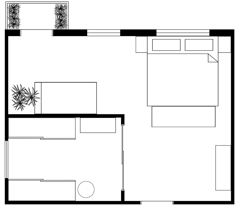 Möbel-Layout für das Schlafzimmer 2D Grundrisse