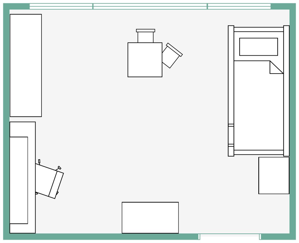 Kinderschlafzimmer mit Etagenbett 2D Grundrisse
