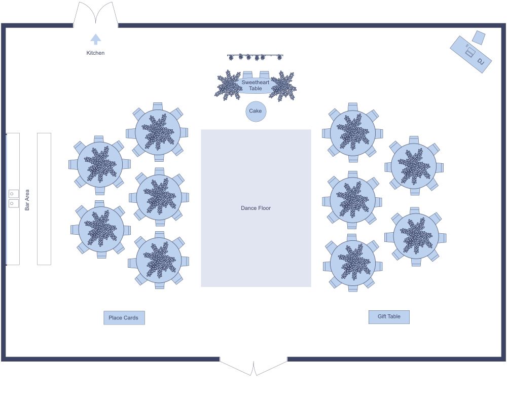 Wedding 2D Floor Plan with Bar and Dance Floor
