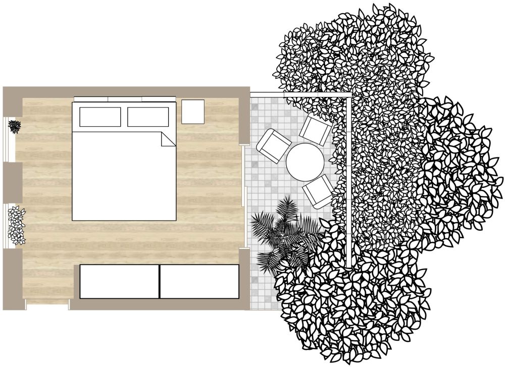 Small Bedroom With Balcony 2D Floor Plan