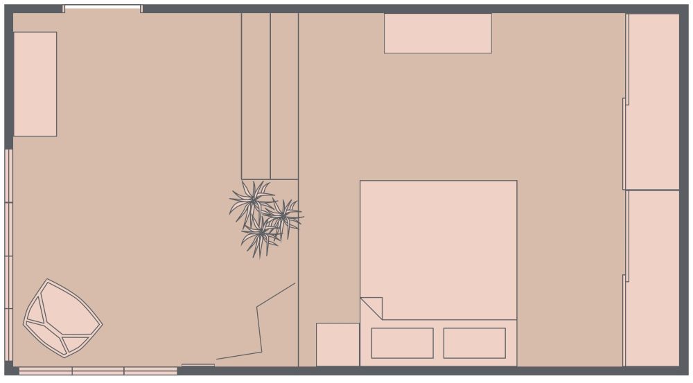 Geräumiges Schlafzimmer 2D Grundrisse