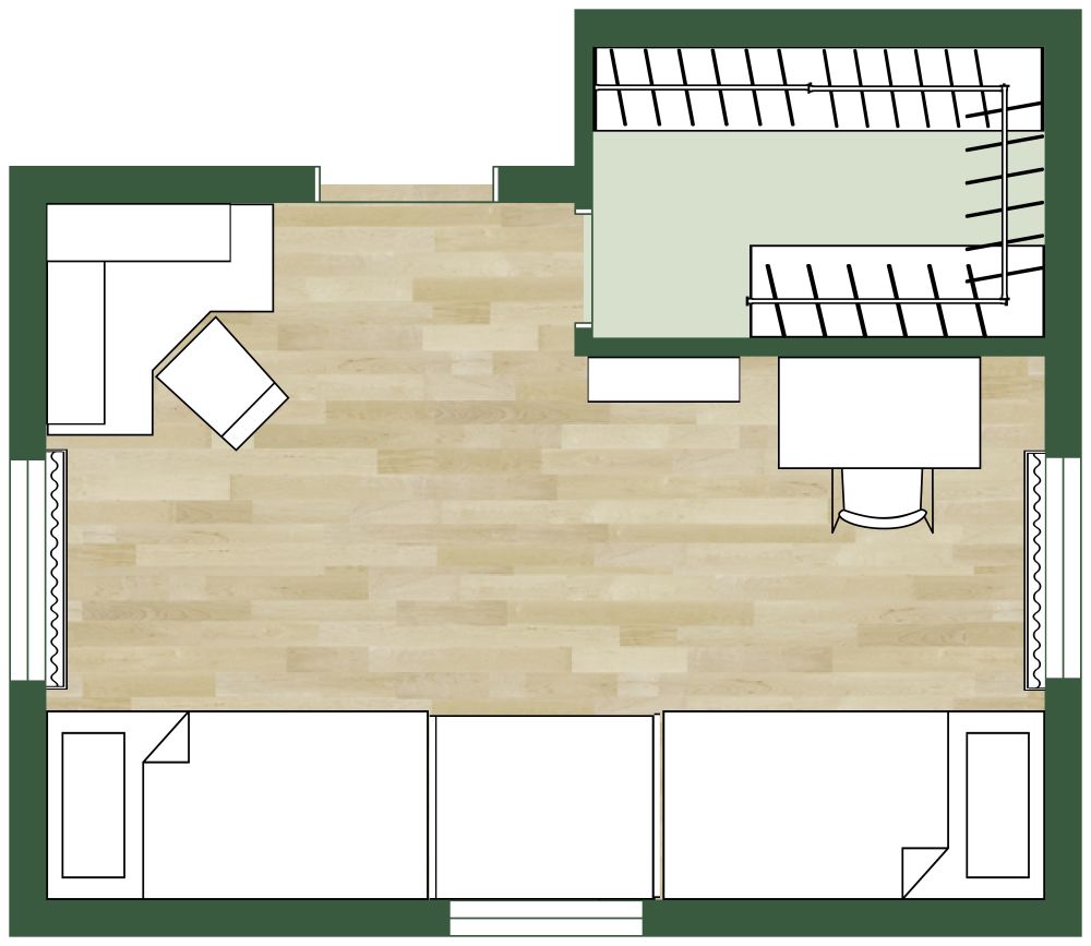 Idee für ein Schlafzimmer mit 2 Betten 2D Grundrisse