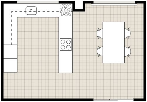 U-förmige Küche mit Halbinsel