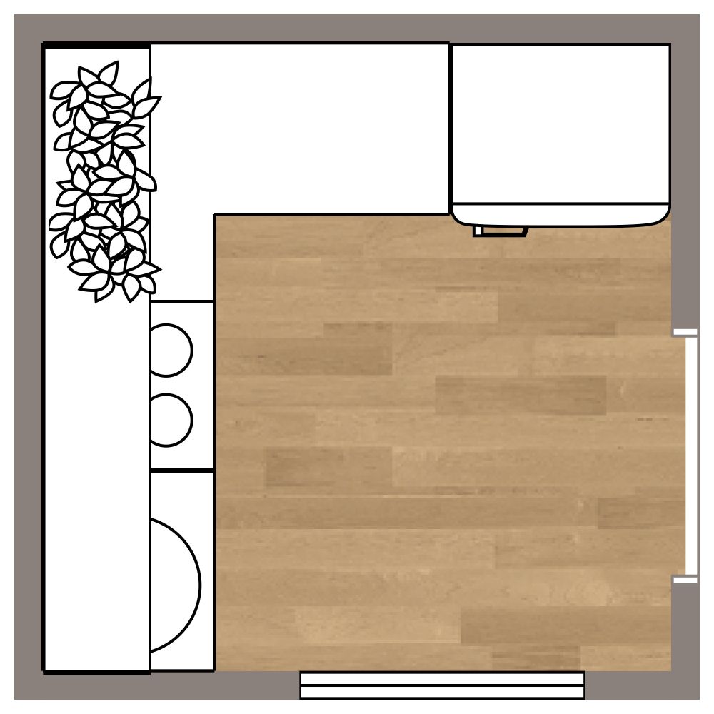 Designidee für eine kleine Küche 2D Grundrisse