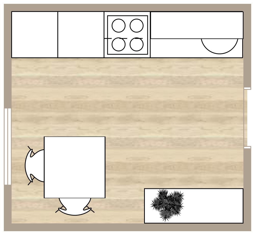 Layout für eine kleine Küchenzeile 2D Grundrisse