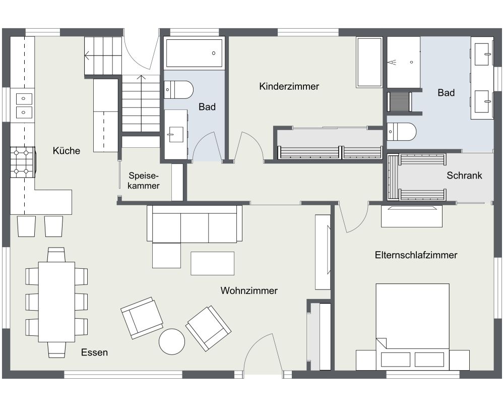 Grundriss für ein 2-stöckiges Haus mit 4 Schlafzimmern 2D Grundrisse