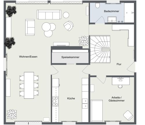 Grundriss für ein Familienhaus mit 5 Schlafzimmern