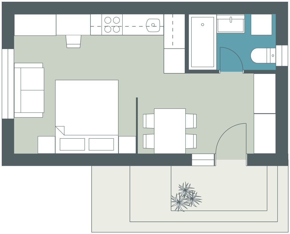 Gemütliches Tiny House Layout 2D Grundrisse