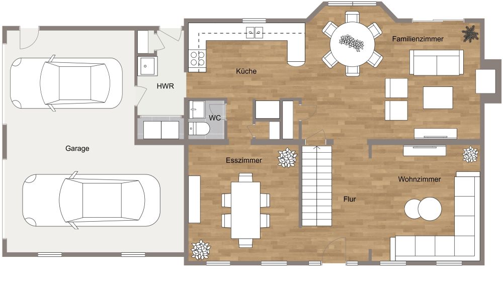 Einladender Hausplan mit Erkerfenster 2D Grundrisse