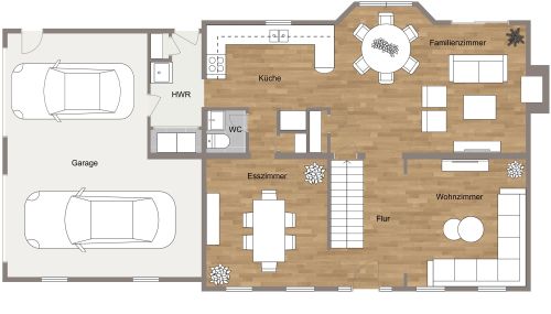Einladender Hausplan mit Erkerfenster