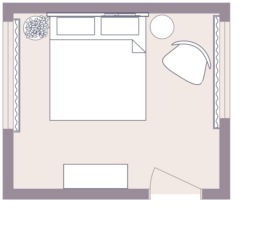 Design-Idee für ein Schlafzimmer 2D Grundrisse