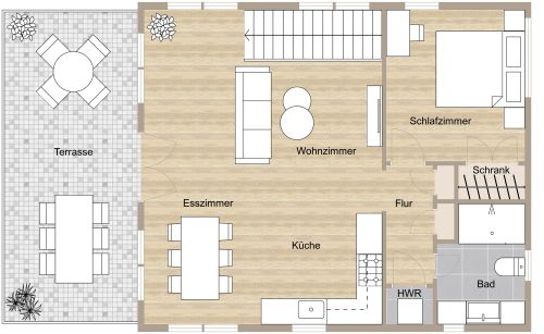 Grundriss für eine Wohnung über einer Garage