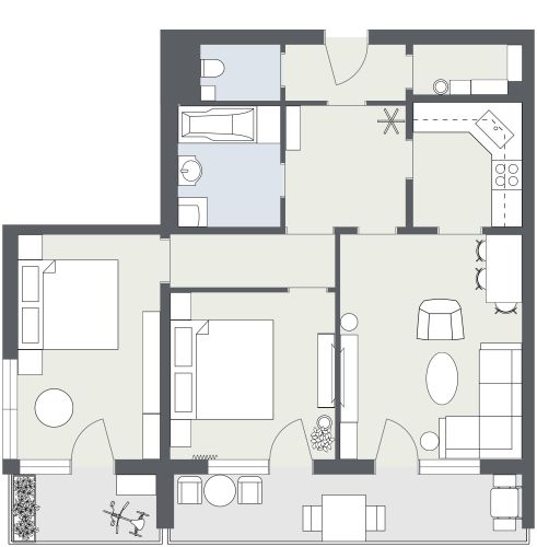 Two Bedroom Apartment Plan