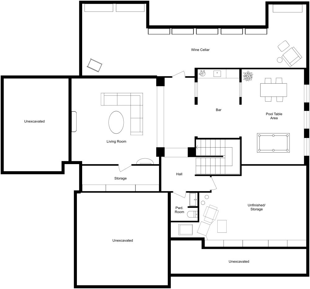 Basement Layout Plan 2D