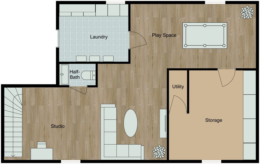 Basement Floor Plan Layout 2D