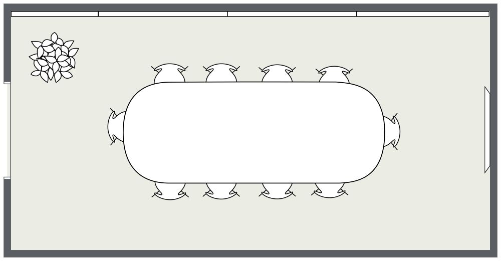 Conference Room 2D Floor Plan With Boardroom Style