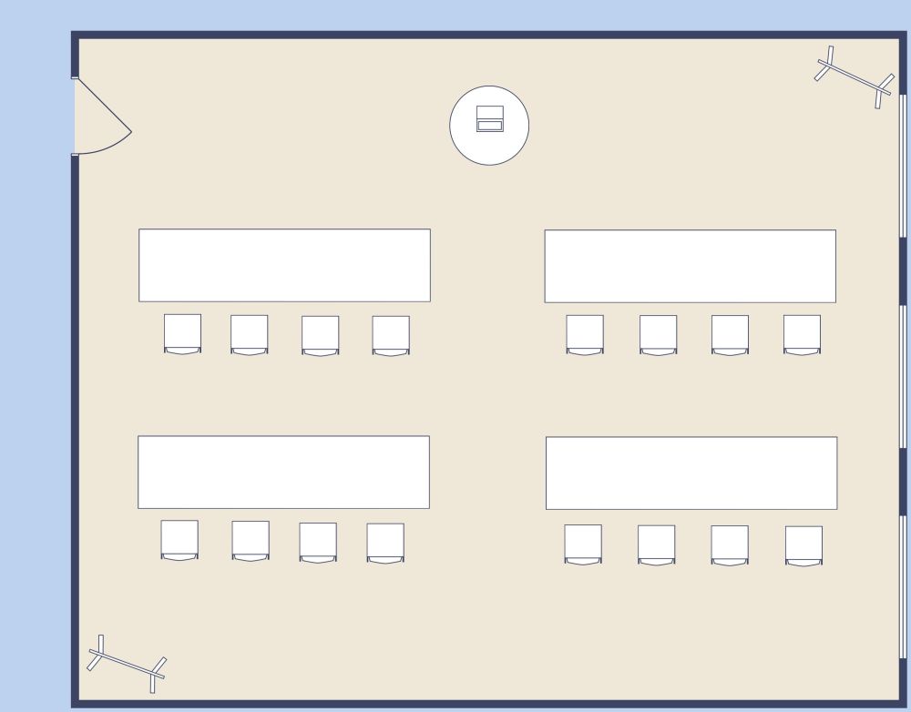 Conference Room 2D Floor Plan Classroom Style