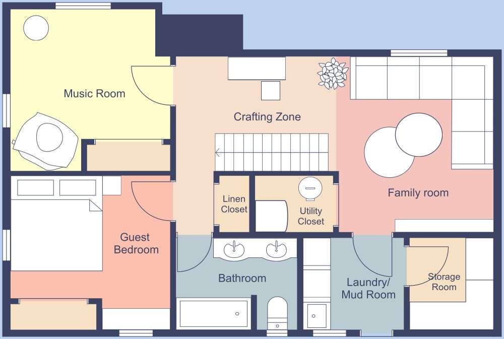 Basement Floor Plan Idea With Music Room 2D