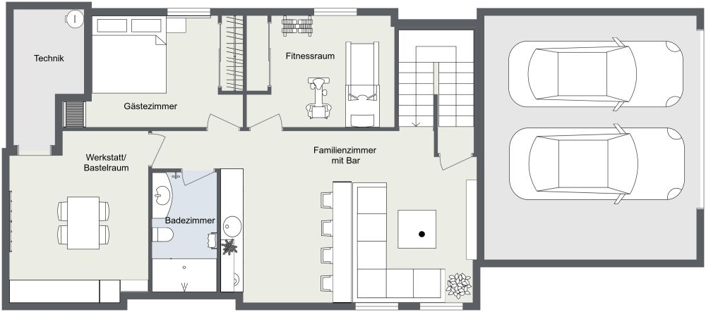 Idee für ein Keller-Layout 2D Grundrisse