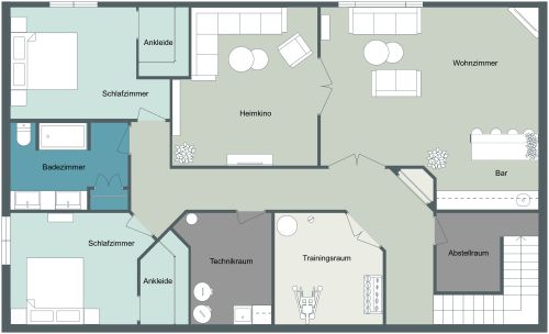 Design für einen Keller-Grundriss
