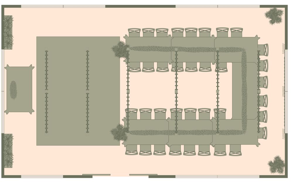 Rustikale Scheune als Hochzeitslocation mit Tanzfläche 2D Grundrisse