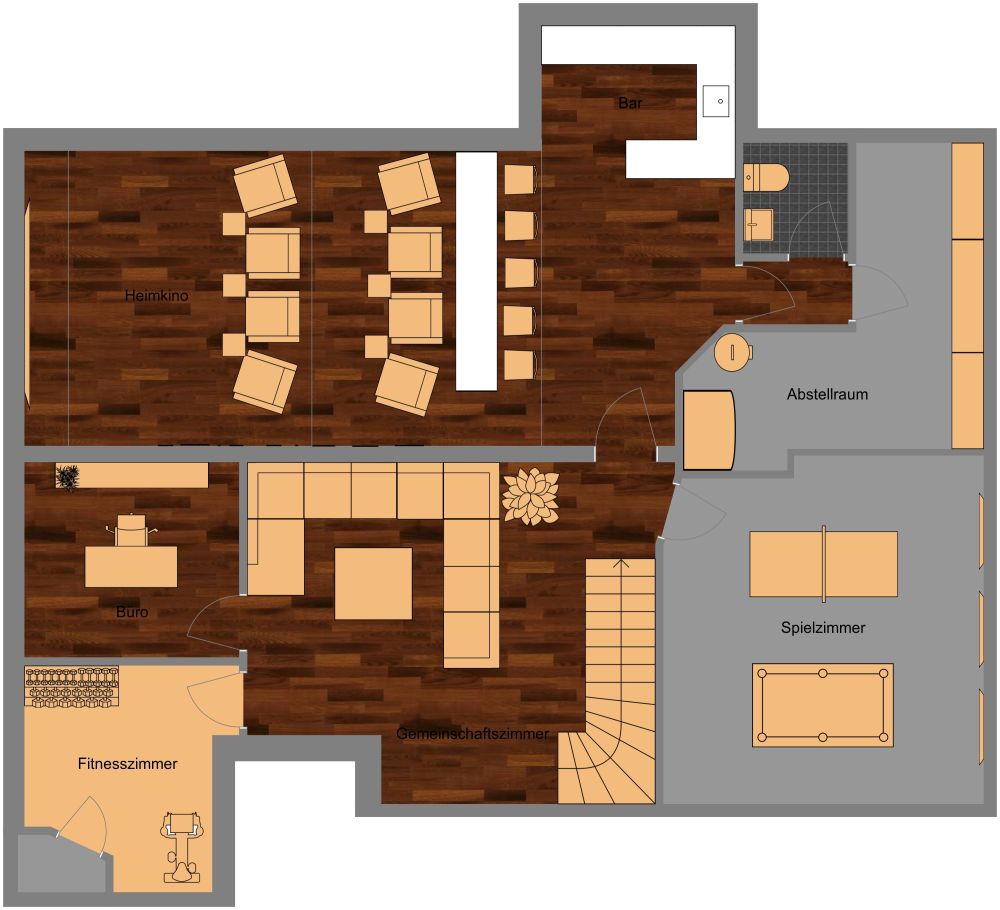 Keller mit Heimkino 2D Grundrisse